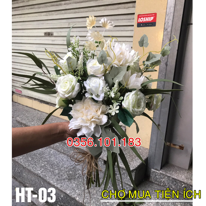 Hoa lụa cầm tay cô dâu HT-03