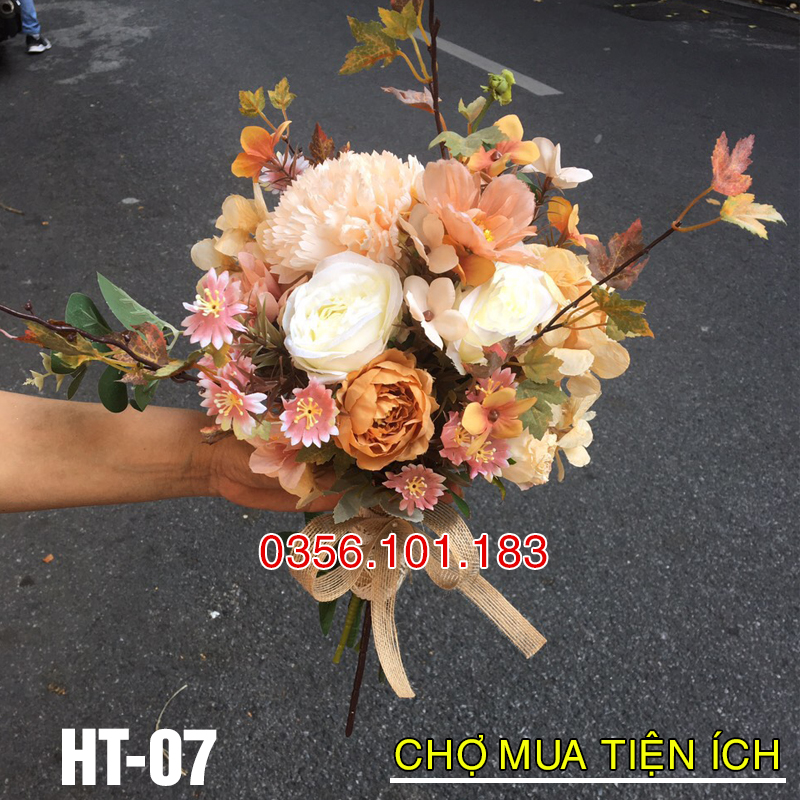 Hoa cưới lụa cầm tay HT-07